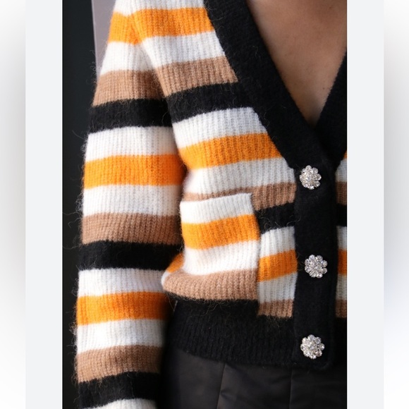 Ganni Soft Wool StripedKnit - Tiger's Eye, Alpaca & Merino Wool Blend, size M - Picture 2 of 13